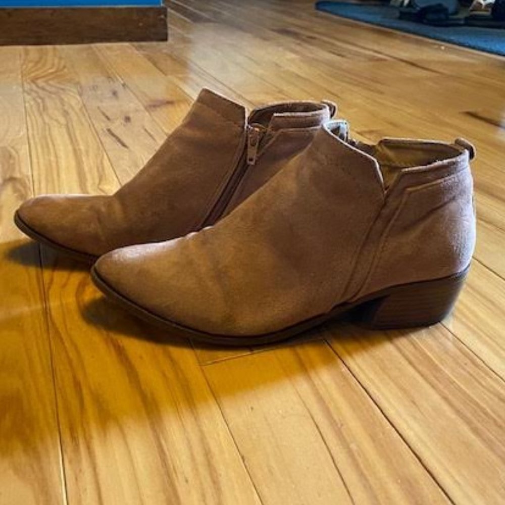 Suede Ankle Booties Tan